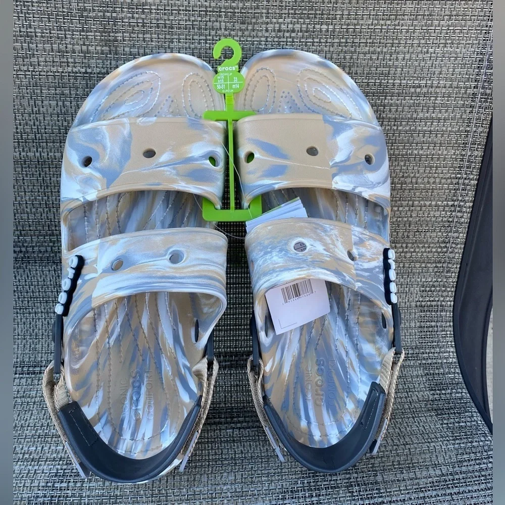 Crocs Classic All-Terrain Sandal Chai/Multi Marbled Tie-Dye Men's Size 15